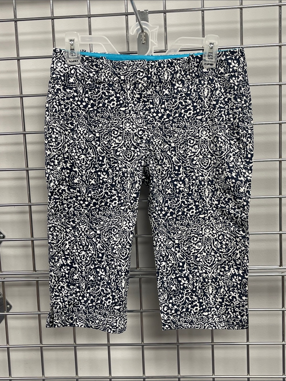 Ann Taylor Black and White Printed Bermuda Shorts